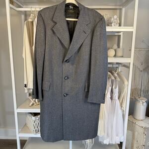 Hart Scharffner & Marx Merino wool men’s gray over coat, long jacket SI 011